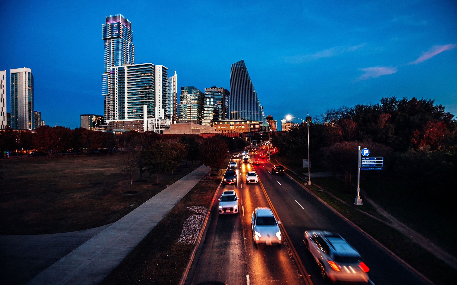 Austin night traffic, Texas